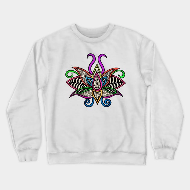 Neon Lotus Flower Crewneck Sweatshirt by Art by Rory 